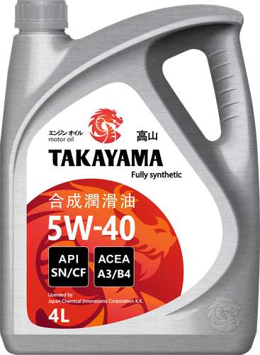 Масло моторное TAKAYAMA синтетическое SAE 5W-40 API SN/СF, 4л