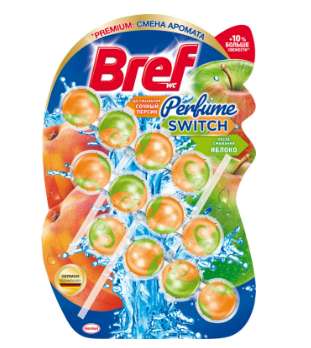 [Пенза и др.] Блок для унитаза BREF Perfume Switch Сочный персик, яблоко, 3x50г, Германия
