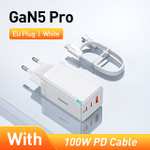 Зарядное устройство Baseus GaN5 Pro 65W (черный и белый, вилка EU) + кабель на 100W
