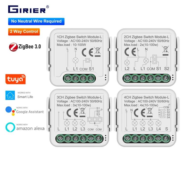 Умный выключатель GIRIER Tuya ZigBee 3,0