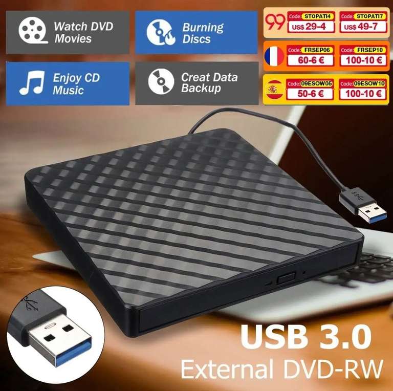 Внешний DVD-RW CLAITE, USB 3.0