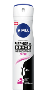 Дезодорант-антиперспирант спрей NIVEA Черное и Белое Невидимый Clear, 150 мл (183 озон карта)