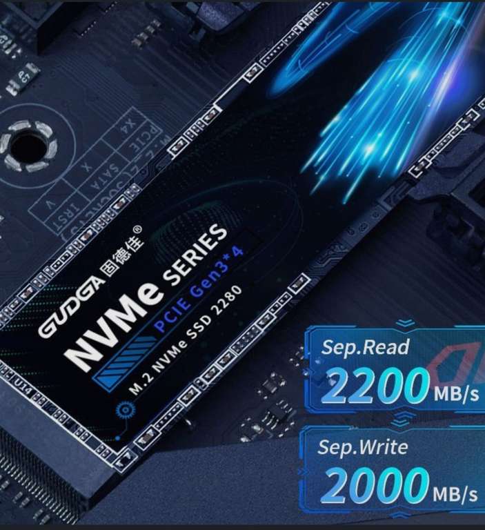 GUDGA 1 ТБ Внутренний SSD-диск M.2 NVME PCIE 3.0 (GV-1TB-2280)
