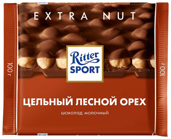 Шоколад Ritter Sport Extra Nut молочный цельный лесной орех, 100 г (и другие)