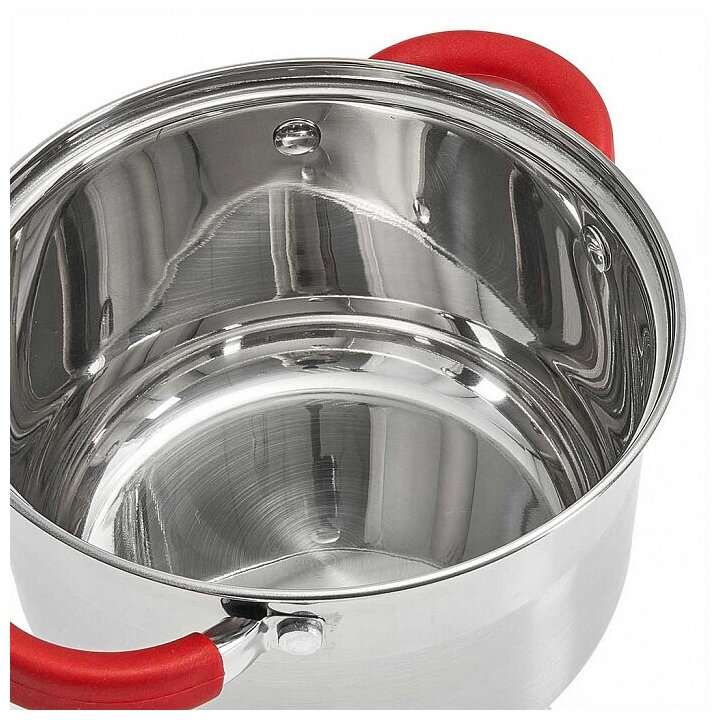 WEBBER BE-624/6 Набор посуды из нерж. стали 6 пр. 2,2л, 3,0л, 4,0л со стеклянными крышками