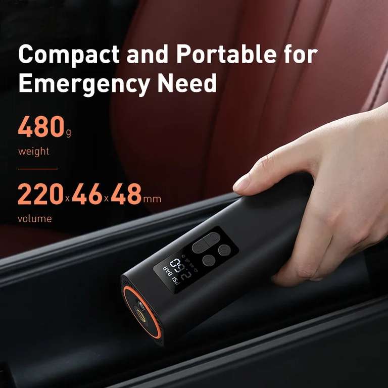[11.11] Портативный насос Baseus Mini Car Air Compressor BS-CG003 (встроенный фонарик)
