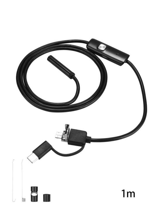 Водонепроницаемый эндоскоп 1м (Micro USB, USB, Type-C) WEC-1, 065-0153