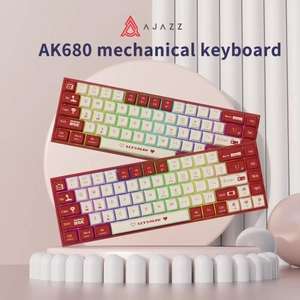 Игровая клавиатура проводная Ajazz AK680, Английская раскладка, красный (из-за рубежа, с картой OZON)