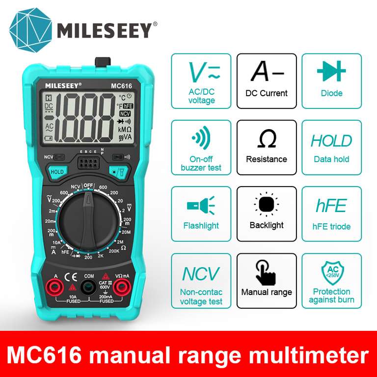 Цифровой мультиметр Mileseey NCV МС616