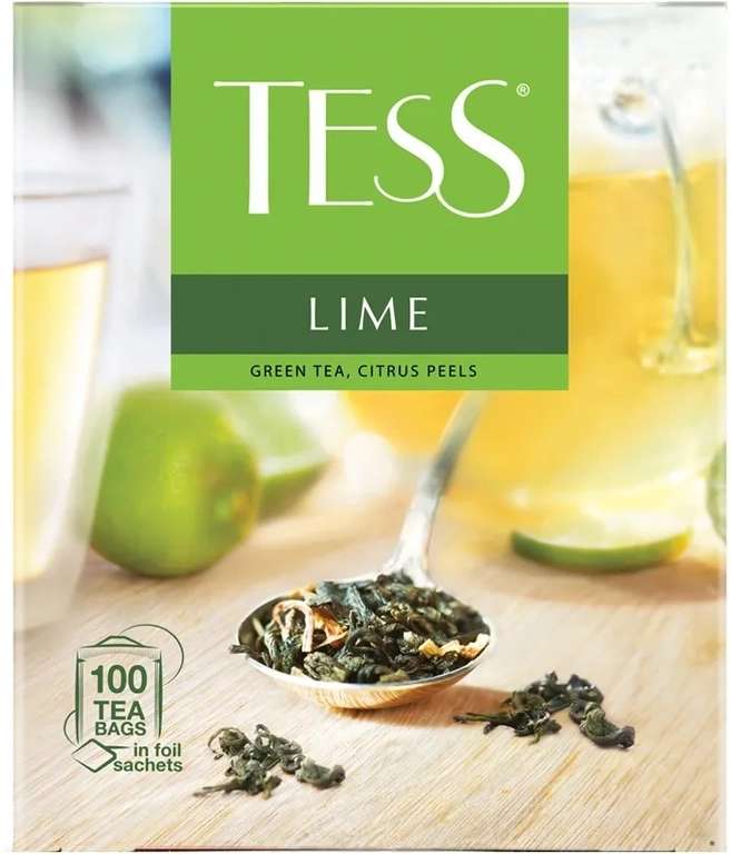Чай в пакетиказ зеленый Tess Lime, 100 шт