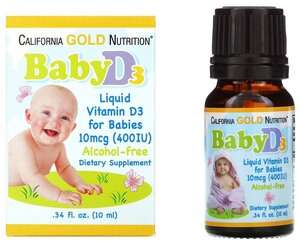 Витамины California Gold Nutrition Baby Vitamin D3 Liquid фл., 10 мкг, 10 мл, 50 г