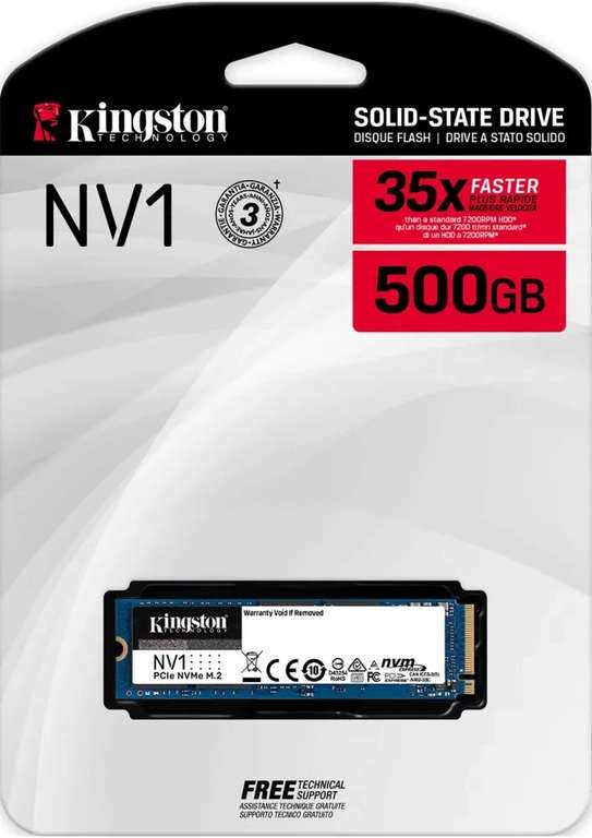 SSD Kingston NV1 500 Гб, NVMe (2100 МБ/с / 1700 МБ/с)