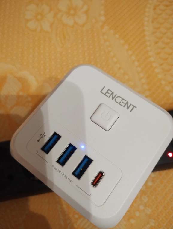 Настенная розетка Lencent с 3 розетками переменного тока, 3 USB-порта, 1 Type C