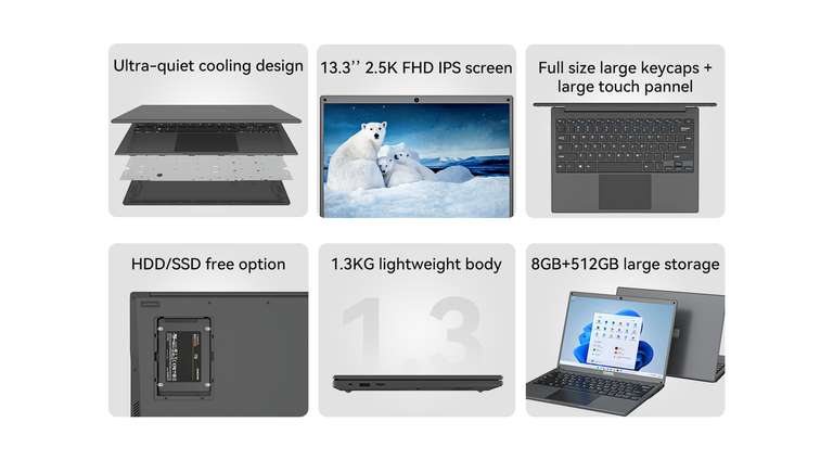 Ноутбук Adreamer LeoBook Intel 13,3 дюймов Celeron N4020 DDR4 8 ГБ 512 ГБ SSD 2560X1600