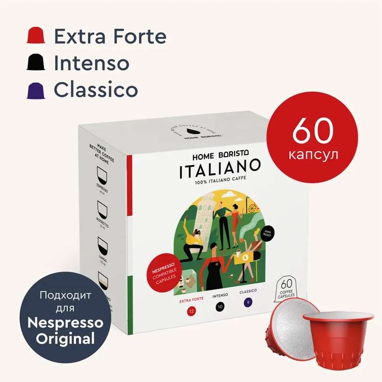 Кофе в капсулах "ITALIANO" формата Nespresso HOME BARISTA, 60 штук