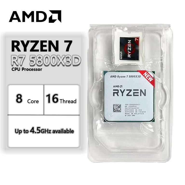 Процессор AMD Ryzen 7 5800X3D (8-ядер 16-потоков, 4.5GHz, L3=96MB, AM4, NEW)