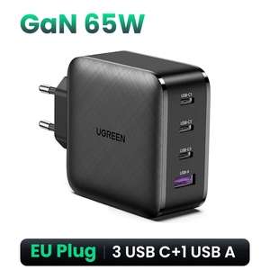 Зарядное устройство UGREEN CD224 (65 Вт, GaN, QC 4.0, PD, 3 USB-C, 1 USB-A)
