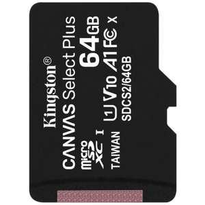 Карта памяти microSD 64GB Kingston Canvas Select Plus, class 10