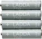 Аккумуляторные батарейки IKEA LADDA 750 мАч AAA 1.2В HR03 4 шт.