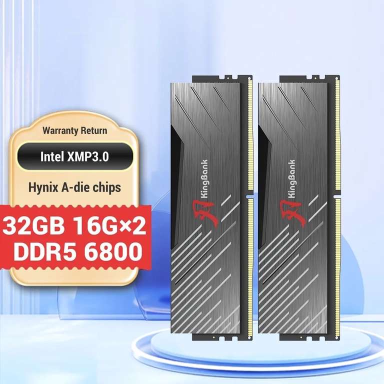 ОЗУ KingBank DDR5-6800 2x16 гб (из-за рубежа, с Озон картой)