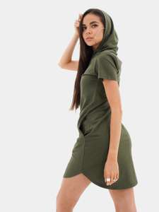 Платье туника с капюшоном, сорочка Good Hood, оливковый, 100% хлопок, XXS