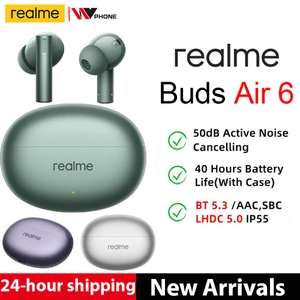 TWS наушники Realme Buds Air 6, Китайская версия, оранжевые и зеленые
