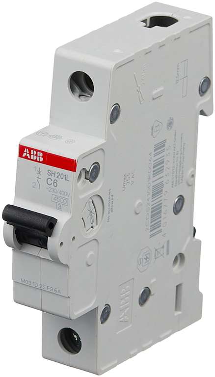 Автоматический выключатель ABB SH201L 1P (C) 4,5kA. В ассортименте от 6 А до 63 А