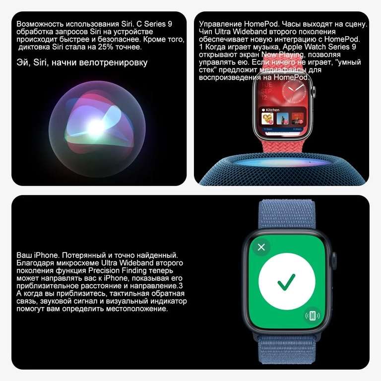 Умные часы Apple Watch Series 9 41MM, чёрные (с Озон картой, из-за рубежа)