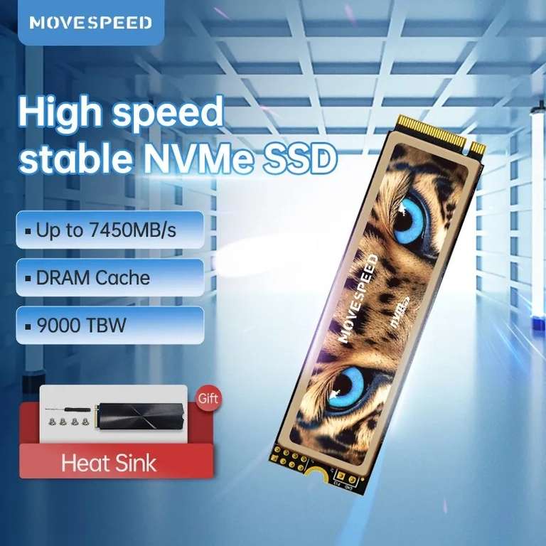 SSD MOVESPEED 2TB NVMe M2 2280 с DRAM Cache