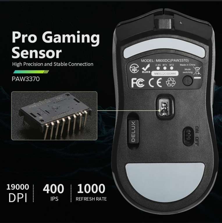 Беспроводная игровая мышь Delux m800 pro (из-за рубежа)
