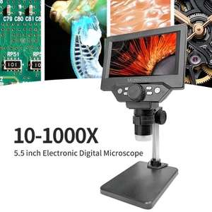 5,5-дюймовый ЖК-цифровой микроскоп 1000X 1080P Монетный микроскоп Лупа с подставкой для пайки Микроскоп для ремонта электроники