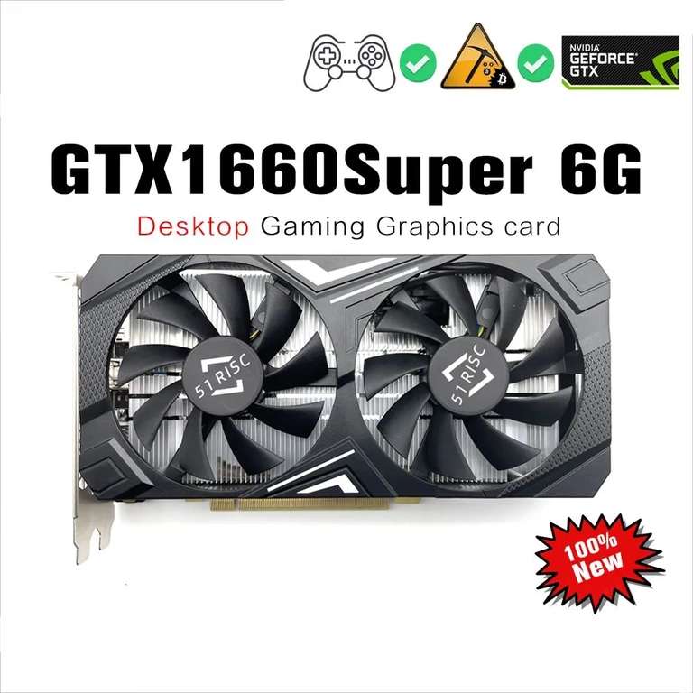 Видеокарта 51RISC GeForce GTX 1660 SUPER 6 ГБ (доставка из-за рубежа)