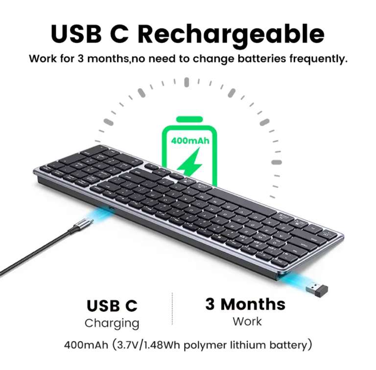 Клавиатура Ugreen Bluetooth+2.4