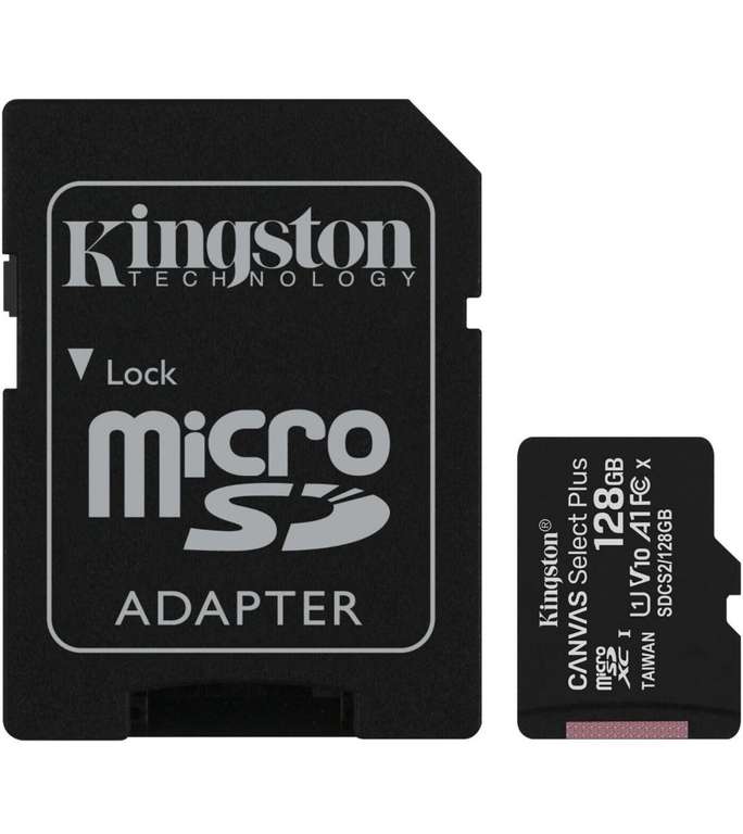 128 Гб Карта памяти Kingston Canvas Select Plus microSDXC + SD адаптер (SDCS2/128GB), UHS-I, U1, class 10 (из-за рубежа)
