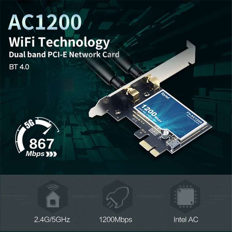 Двухдиапазонный WiFi адаптер + Bluetooth 4 YP FV-AC1200