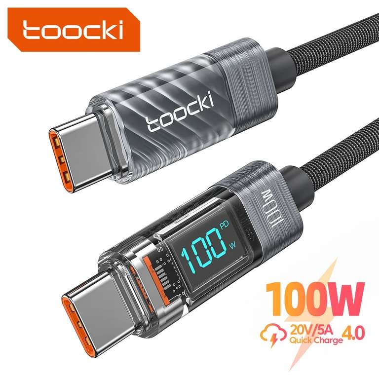 кабель Toocki с USB C на Type C, 60 W