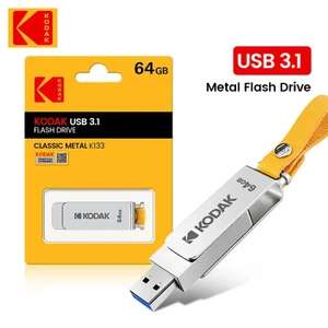 Металлический USB флеш-накопитель KODAK K133, 64 ГБ, USB3.1