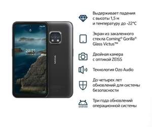 Защищенный Смартфон Nokia XR20 6/128 Гб (IP68/69K, Gorilla Glass Victus, Камера с оптикой Zeiss, Snap 480)