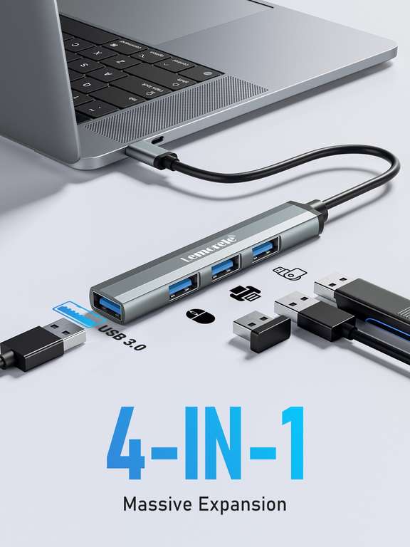 USB-концентратор Lemorele с 4 портами USB Type-C и поддержкой OTG