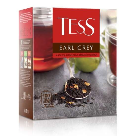 Чай TESS Earl Grey пакетированный, черный с добавками, 100 пакетиков (+ другие варианты черного/зеленого в описании)