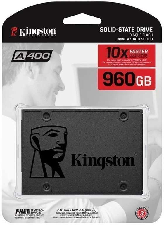 SSD диск Kingston A400 2.5" SATA3 6.0 Гбит/с (SA400S37/960G)