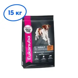 Сухой корм для собак средних пород Eukanuba Adult Medium Breed 1+ years, с курицей, 15 кг