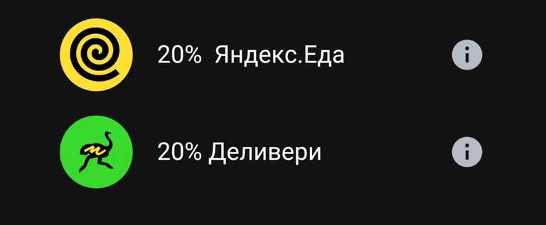 Возврат 20% на Яндекс еду и Деливери в категории в Альфа-Банке