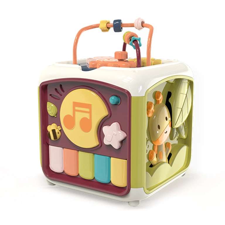 Развивающий кубик Kidsbele для малышей 7 в 1 (сортер, лабиринт с бусинами, ксилофон, музыкальная панель, световые эффекты и др.)