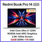 Ноутбук Redmi book pro14, 14", 2880*1800, Intel U5 125H, 32 Гб/1 Тб, Intel Iris Xe Graphics, windows 11