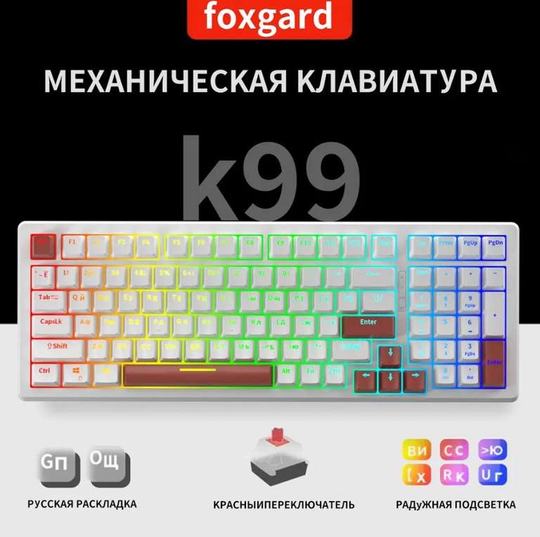 Механическая клавиатура с русской раскладкой foxgard (с Озон картой)