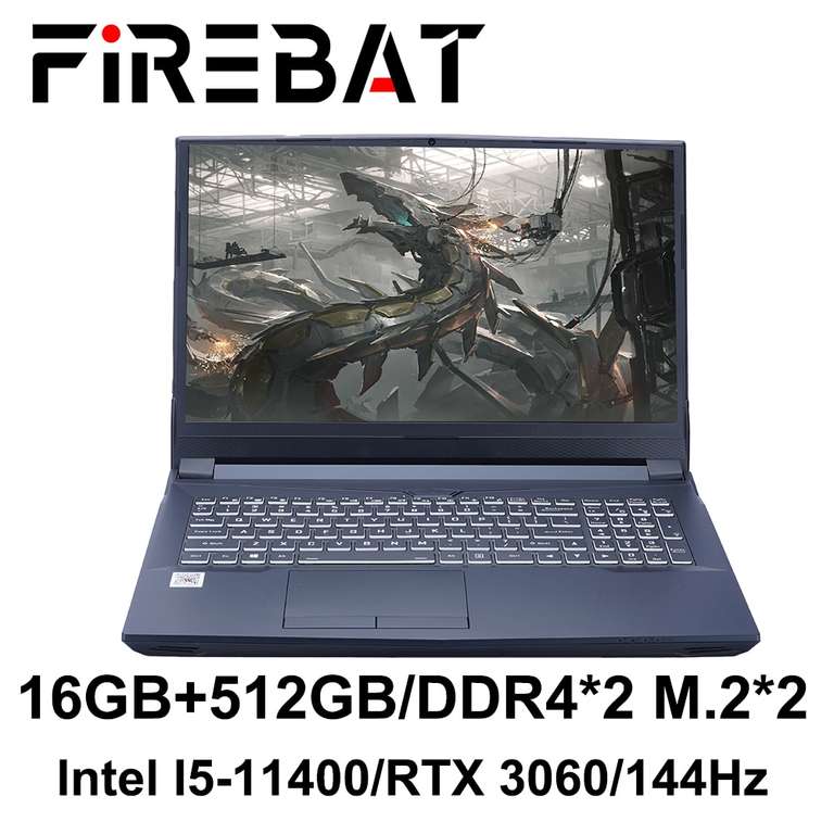 Ноутбук Firebat t9c 16,1" ips fhd 144hz 100% srgb, i5-11400, Rtx 3060 105вт, 16/512, win11