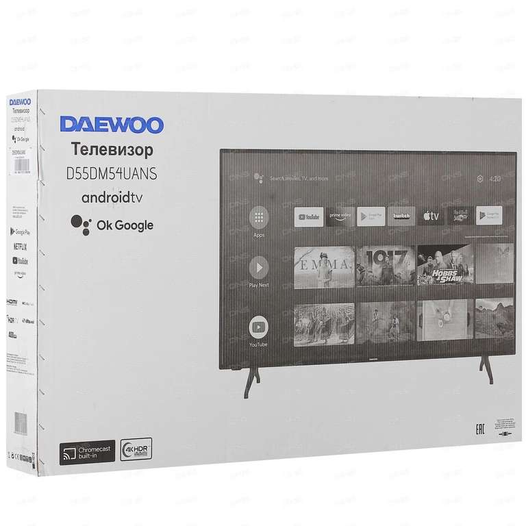 Телевизор Daewoo 55DM54UA (55", 4K UltraHD, Android TV, 20 Вт)