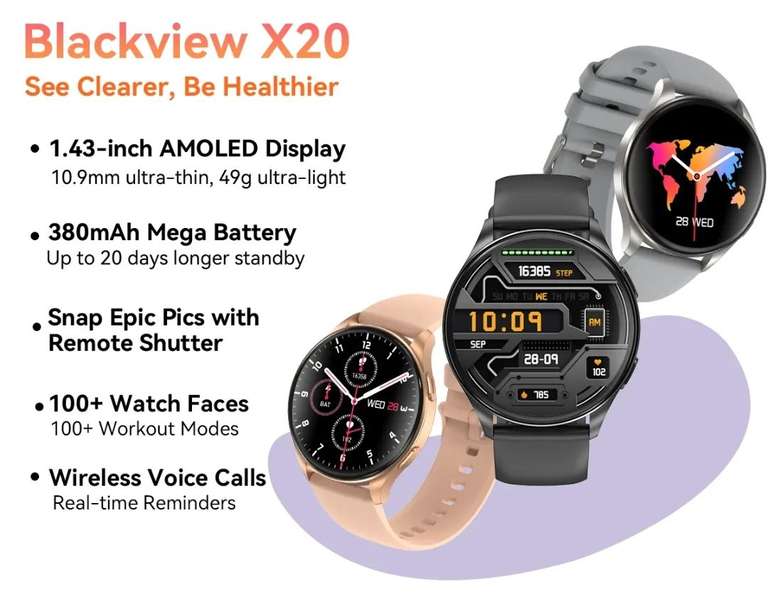 Часы Blackview X20 (1.43" AMOLED)