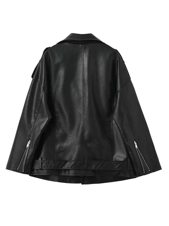 Женская куртка Ailegogo R231115B, искусственная кожа, размеры S-L